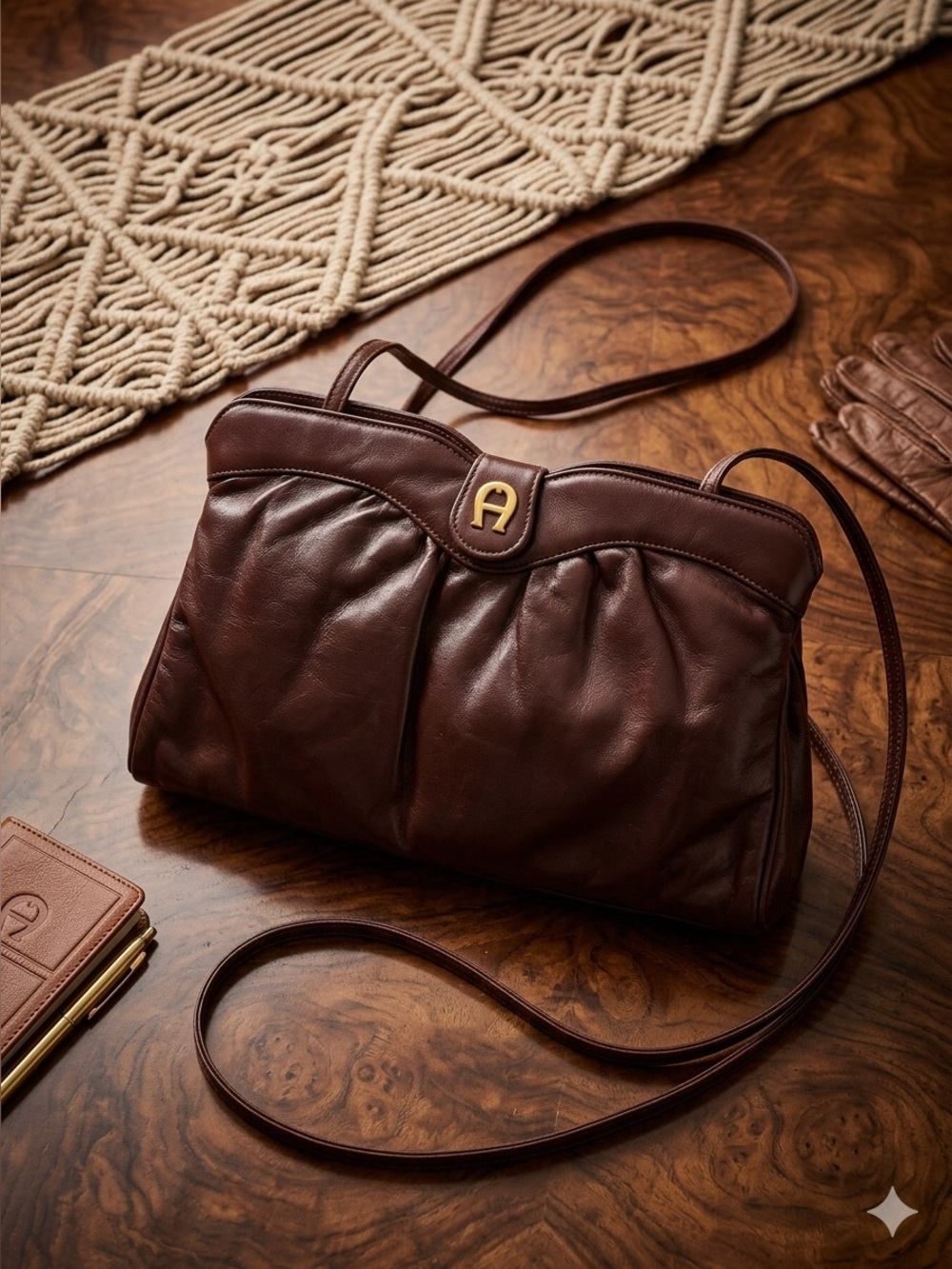 Vintage Etienne Aigner burgundy leather shoulder bag